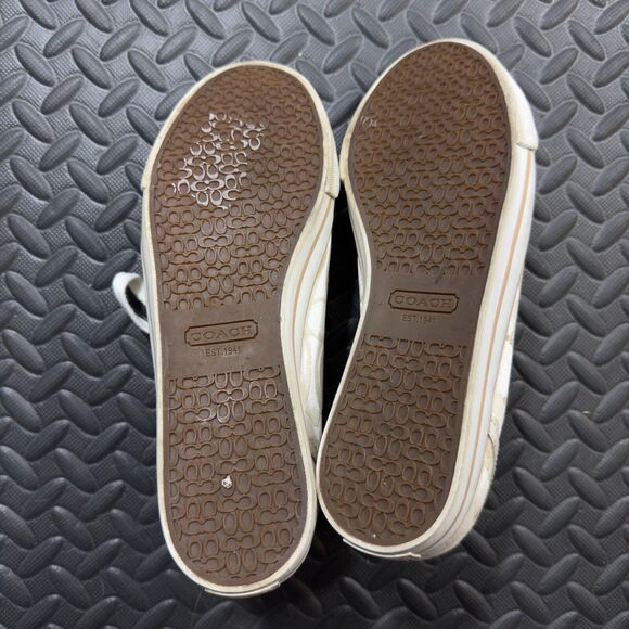 Coach Dee Optic C Low Top Fashion Sneakers Womens 8.5 Tan White Canvas Lace Up - Picture 7 of 10